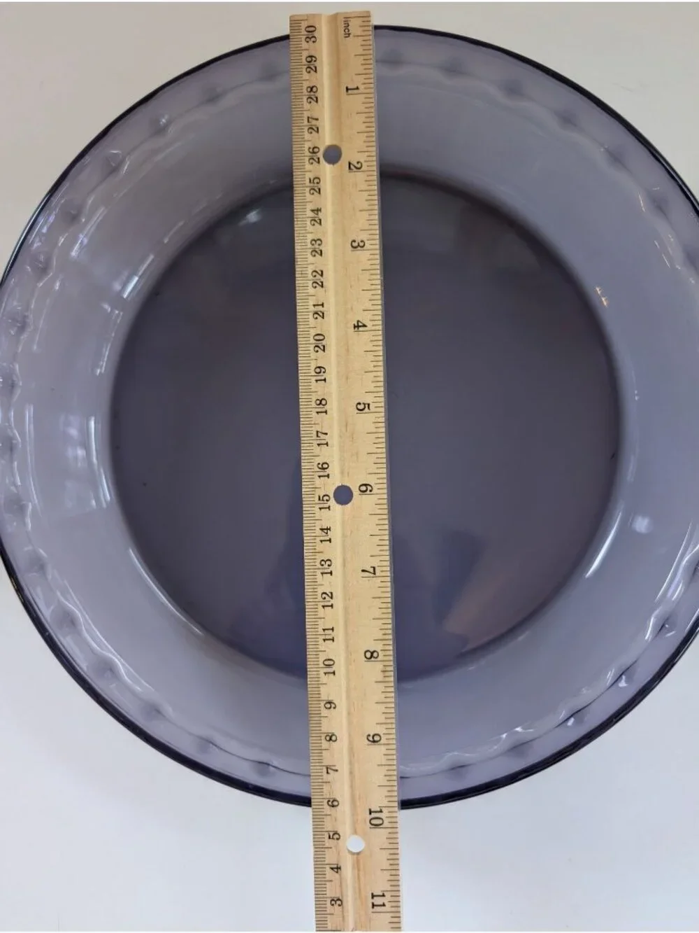 Vintage Pyrex Amethyst Purple Glass Handled Crimped Pie Plate (Model 229)